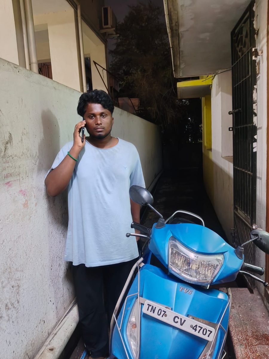 Velan Enterprises customer with rented moped